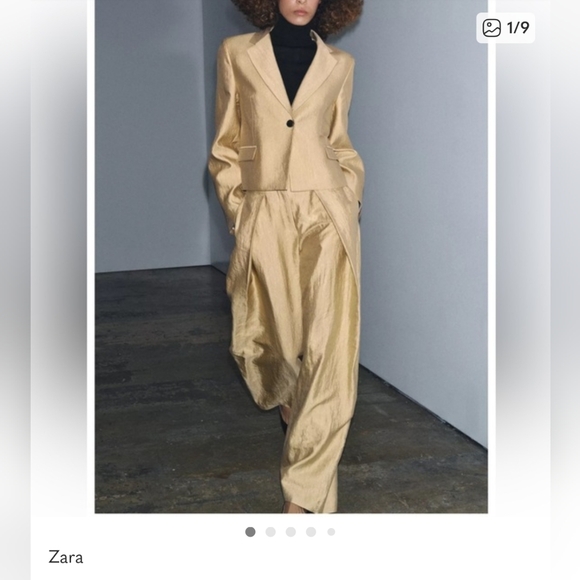 Zara Women's Luxurious Gold Wide Leg Jumpsuit - Picture 2 of 7